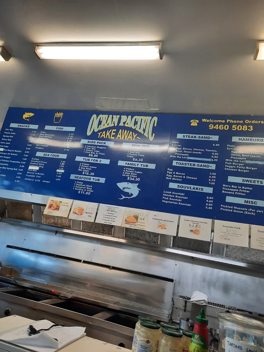 Menu, Ocean Pacific Takeaway