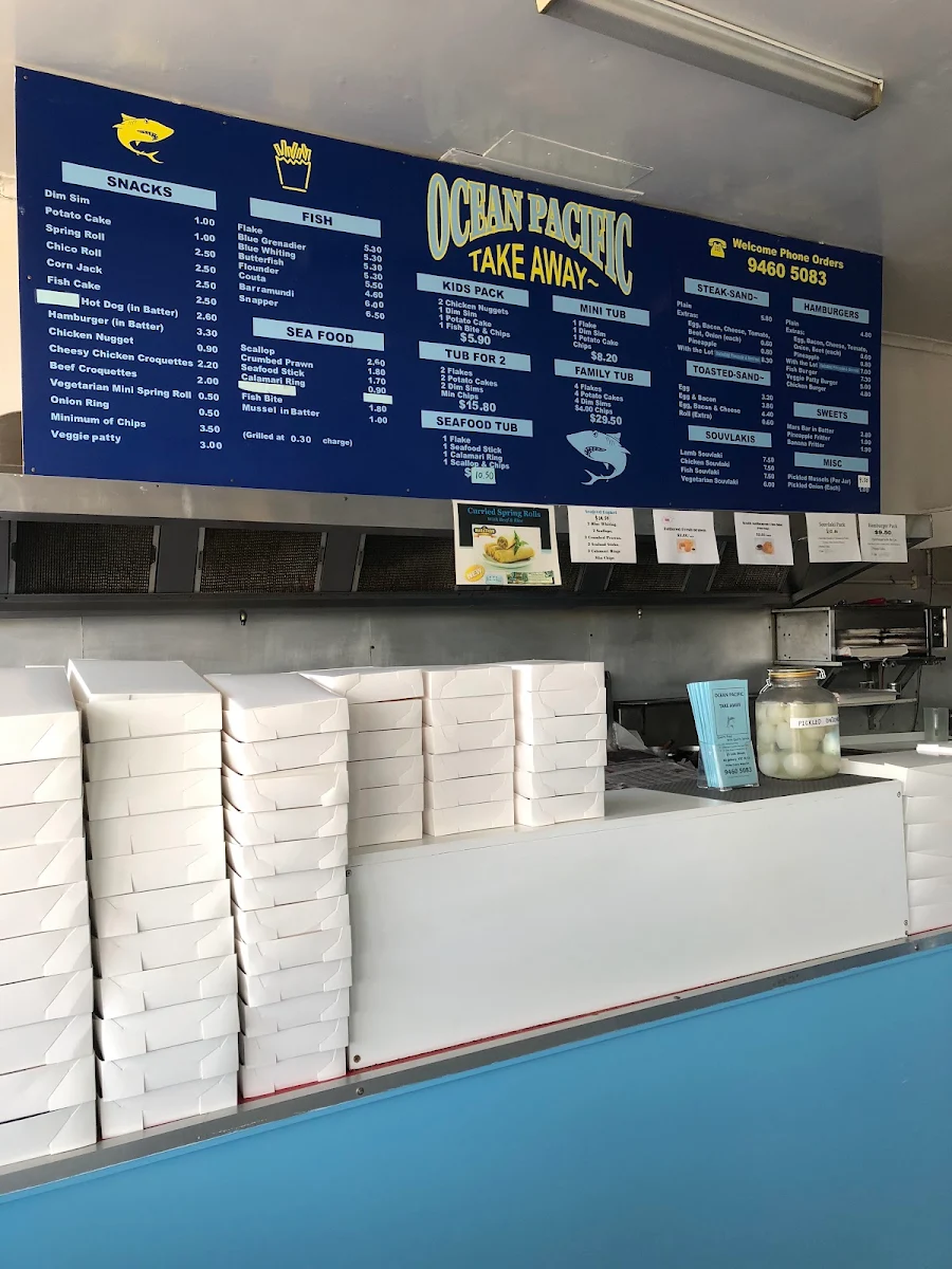 Menu, Ocean Pacific Takeaway