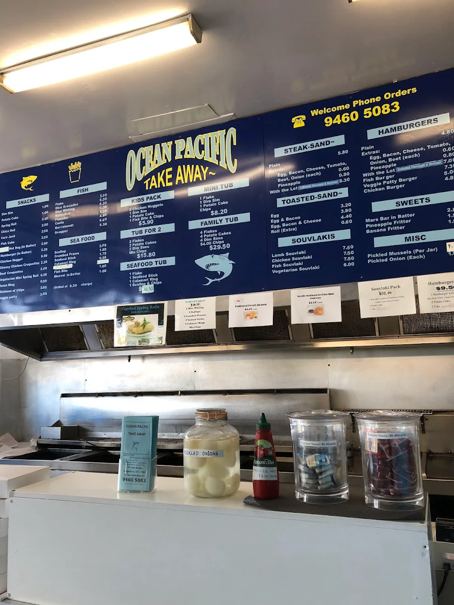 Menu, Ocean Pacific Takeaway