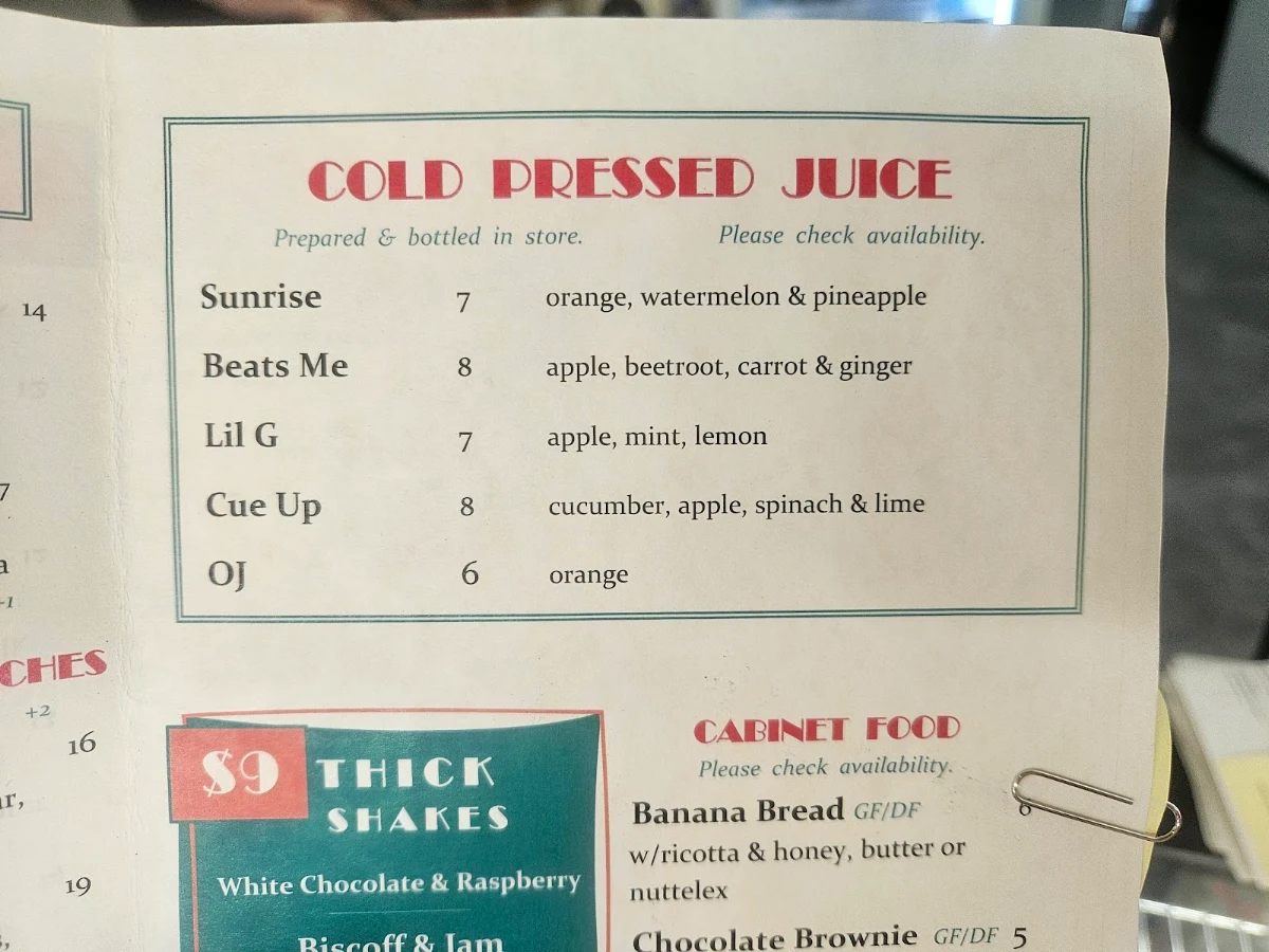 Menu, Crate & Co Smoothie Cafe