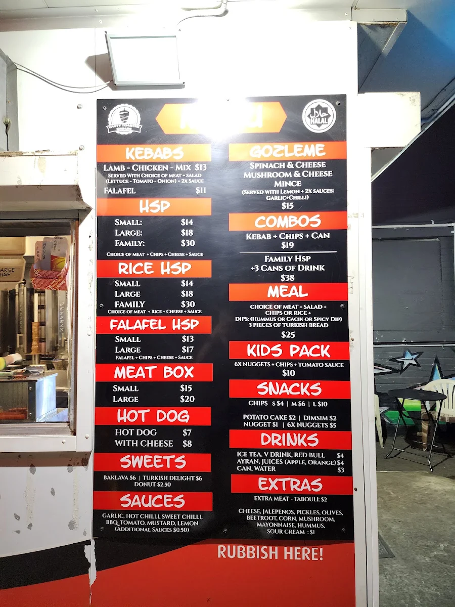Menu, Tasty Toasted Kebabs