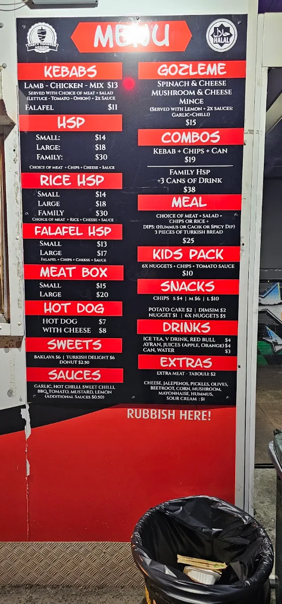 Menu, Tasty Toasted Kebabs