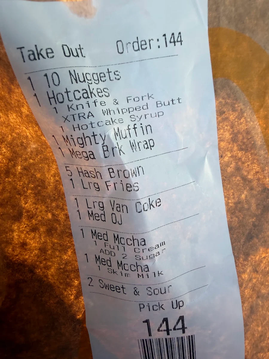 Menu, McDonald's Fawkner
