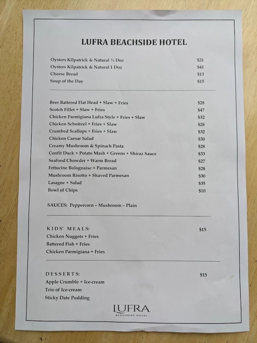 Menu, The View Bar & Bistro