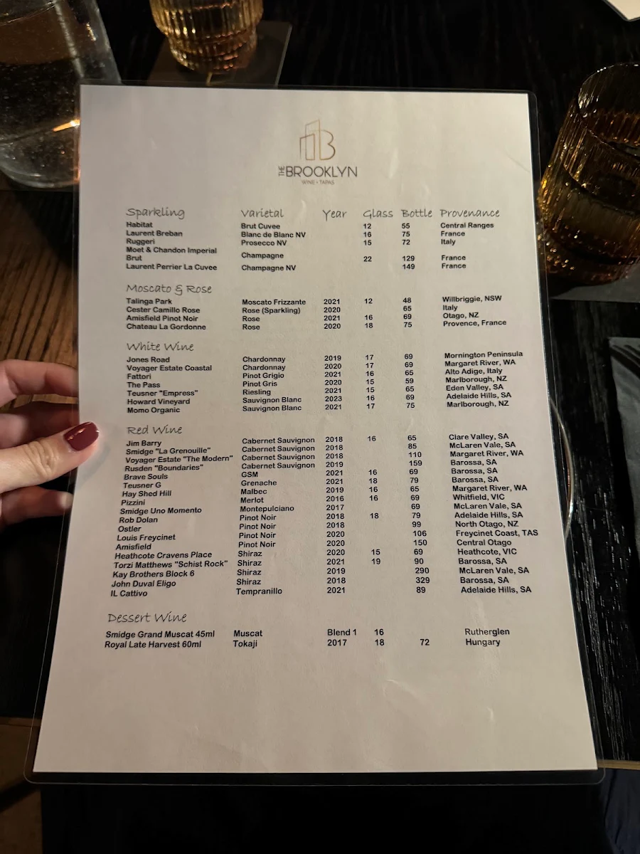 Menu, The Brooklyn Wine + Tapas