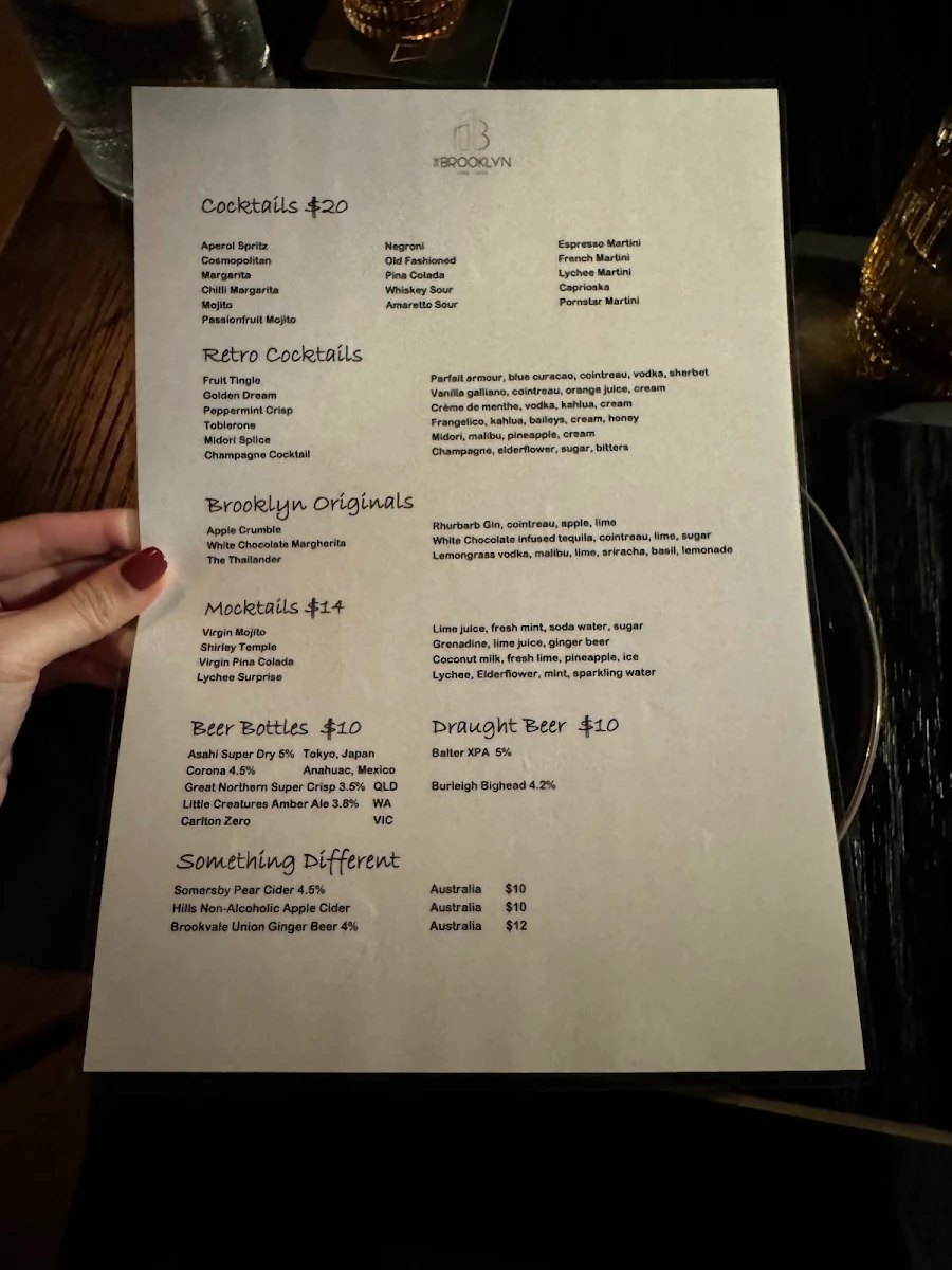Menu, The Brooklyn Wine + Tapas