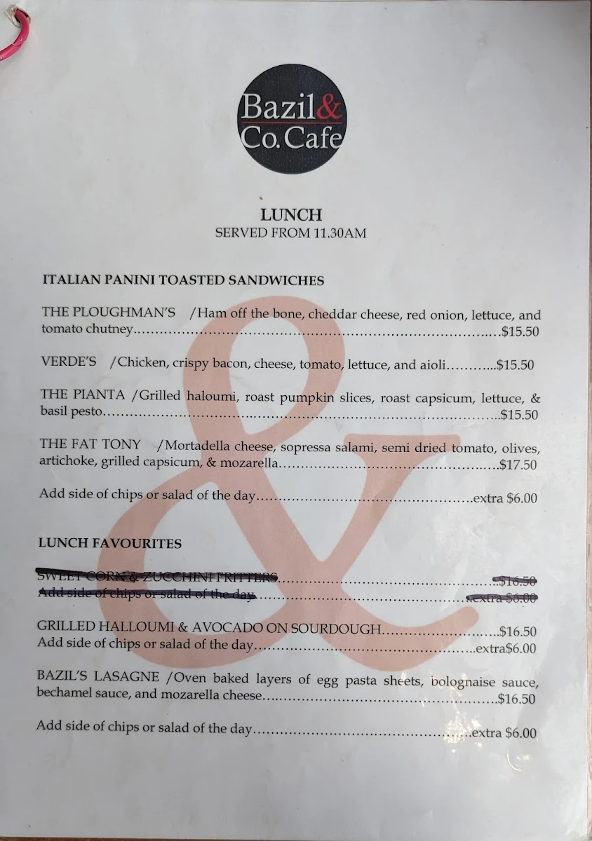 Menu, Bazil&Co.