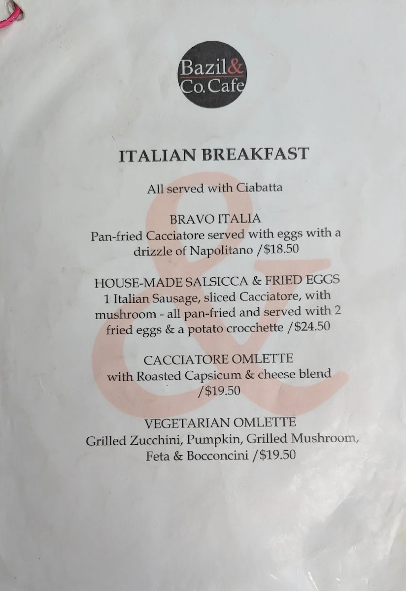 Menu, Bazil&Co.