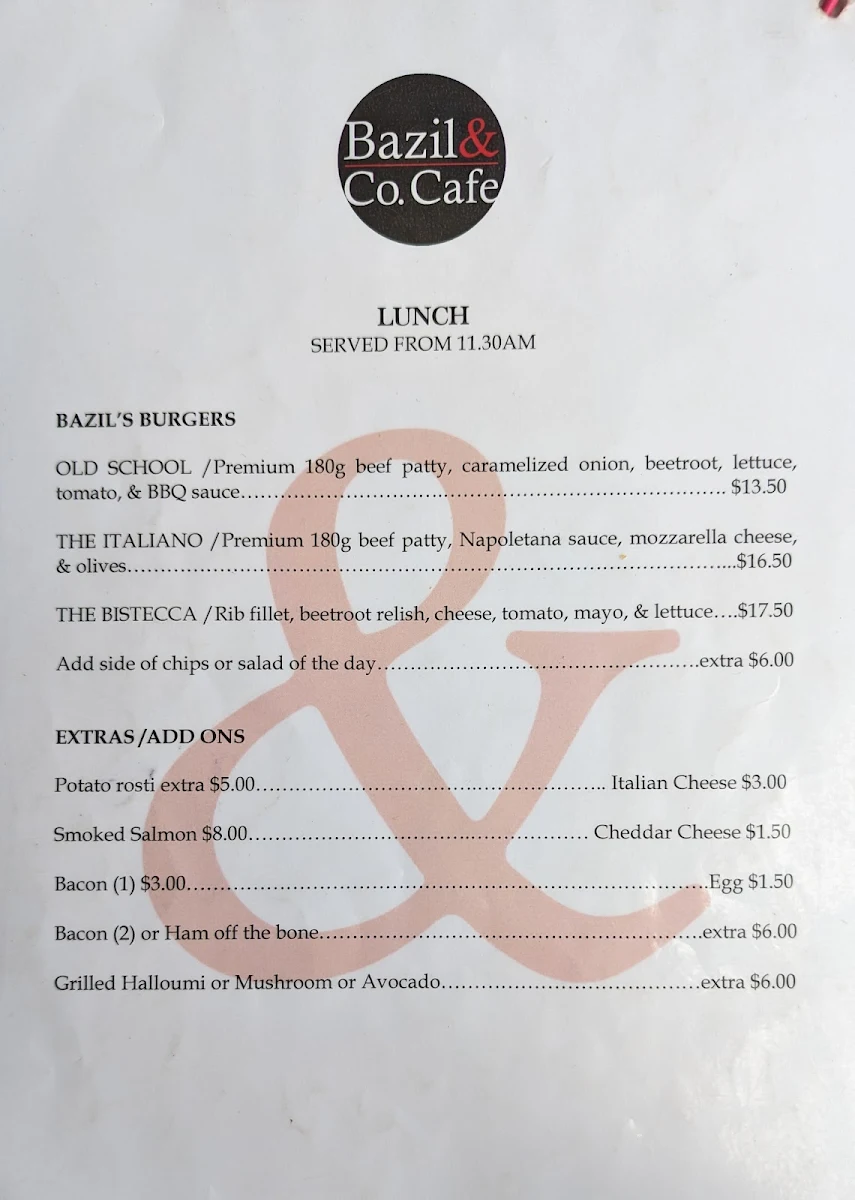 Menu, Bazil&Co.