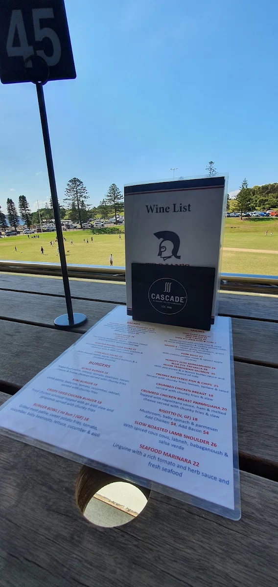 Menu, Trojans Bistro & Bar