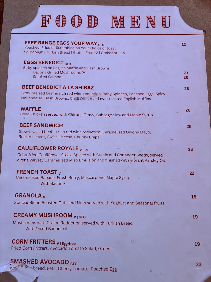 Menu, Gardener’s Lodge Cafe