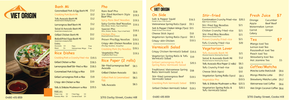 Menu, Viet Origin