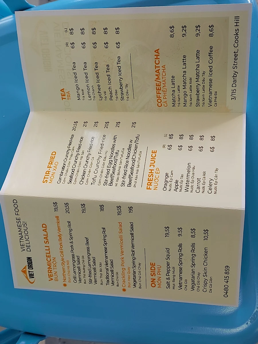 Menu, Viet Origin