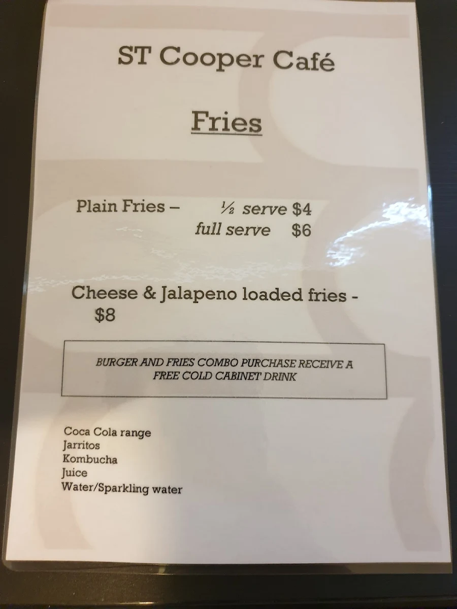 Menu, ST Cooper Café