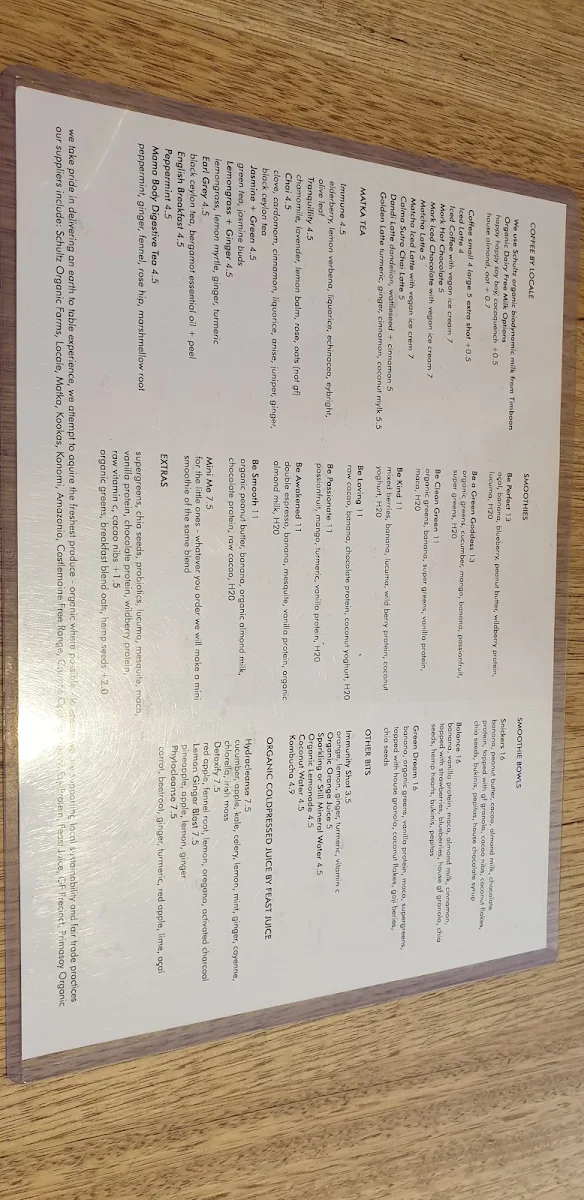 Menu, Heal.Thy Self Co ️