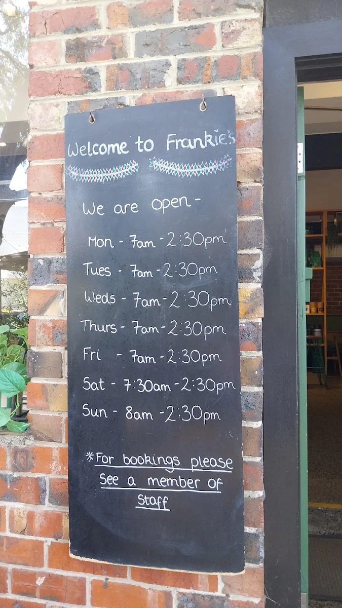 Menu, Frankie's Top Shop.