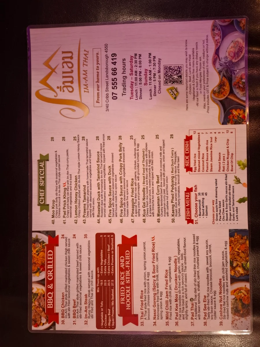 Menu, IM-AM THAI