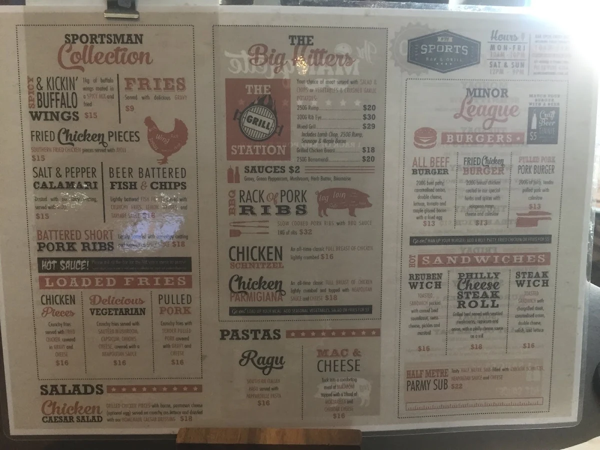 Menu, Agincourt Hotel