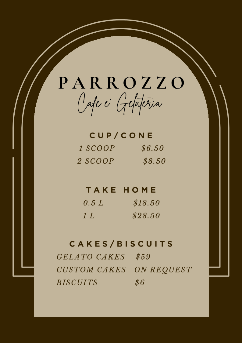 Menu, Parrozzo Gelato