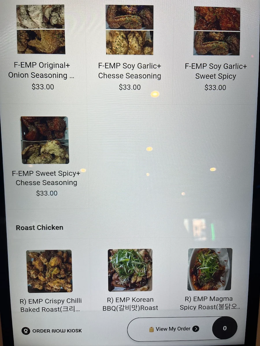 Menu, EMP Korean Chicken Roast & Fried