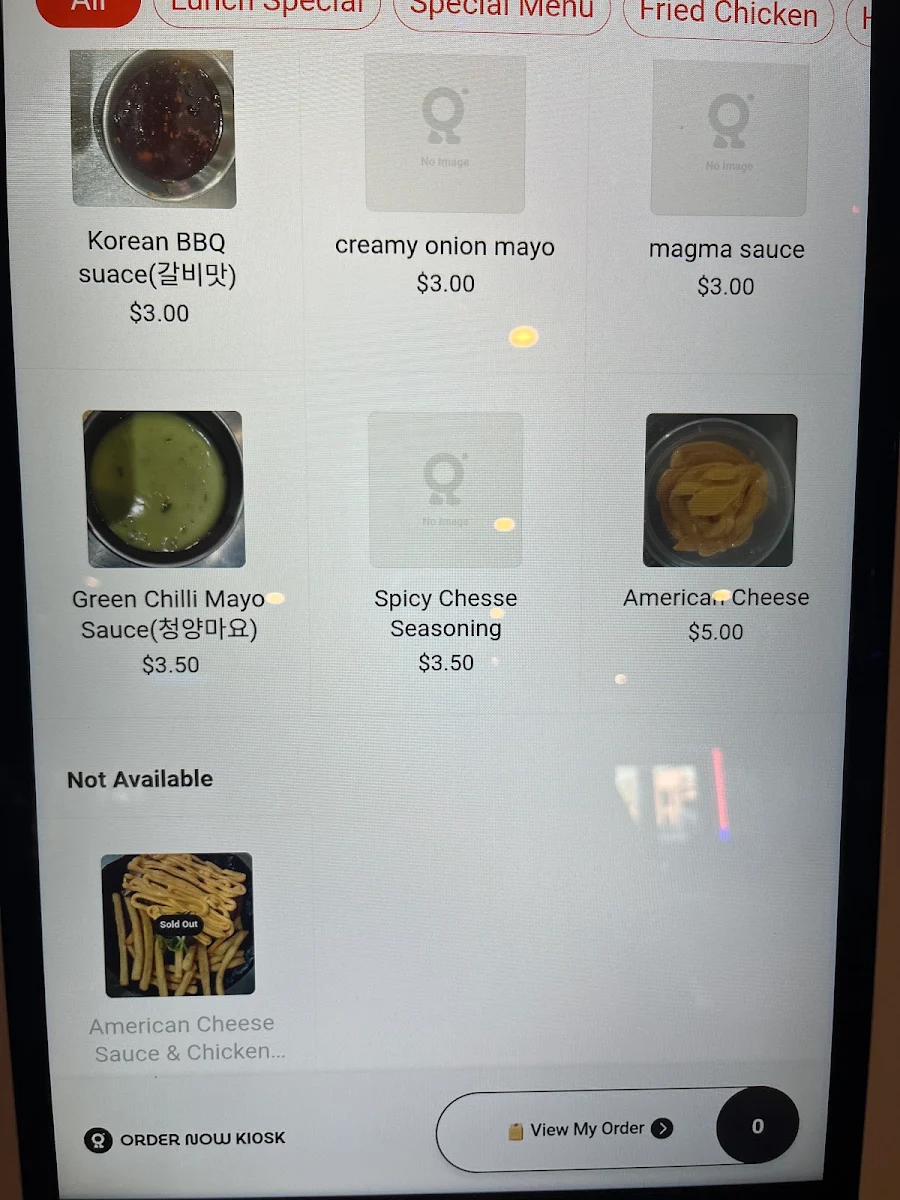 Menu, EMP Korean Chicken Roast & Fried