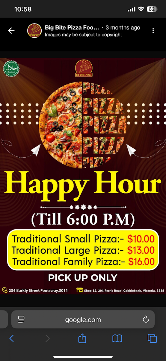 Menu, Cozzycrust