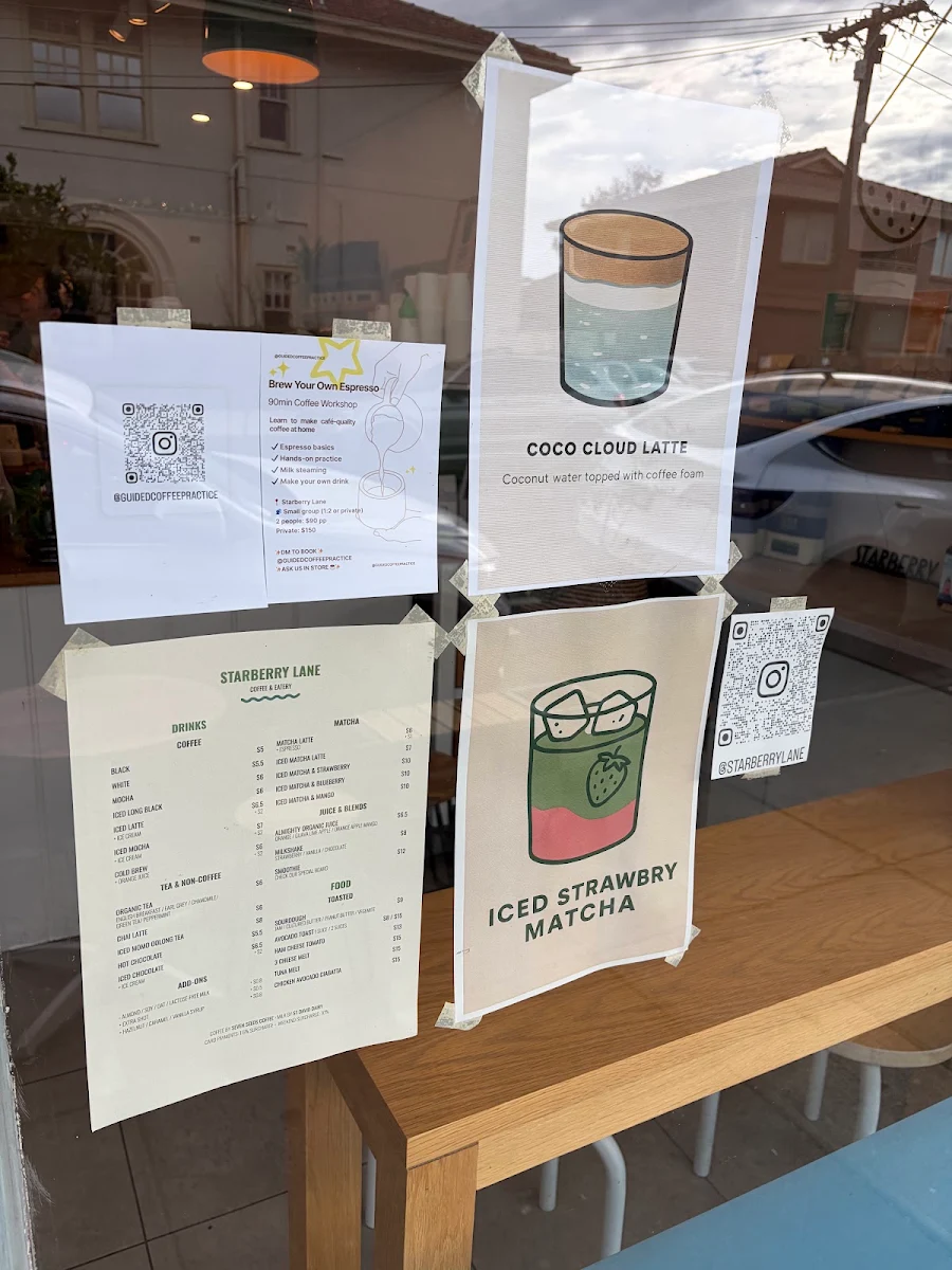 Menu, Starberry Lane