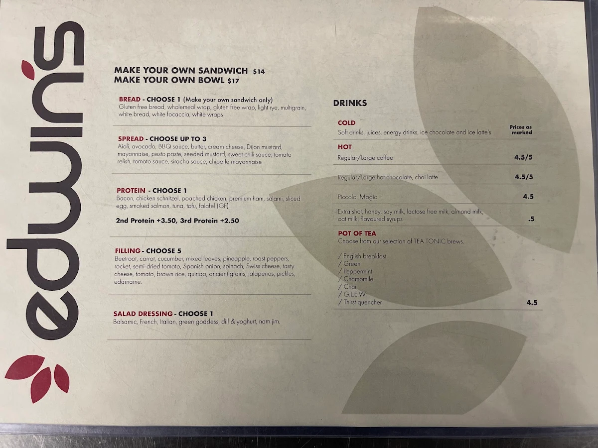 Menu, Edwin's Cafe