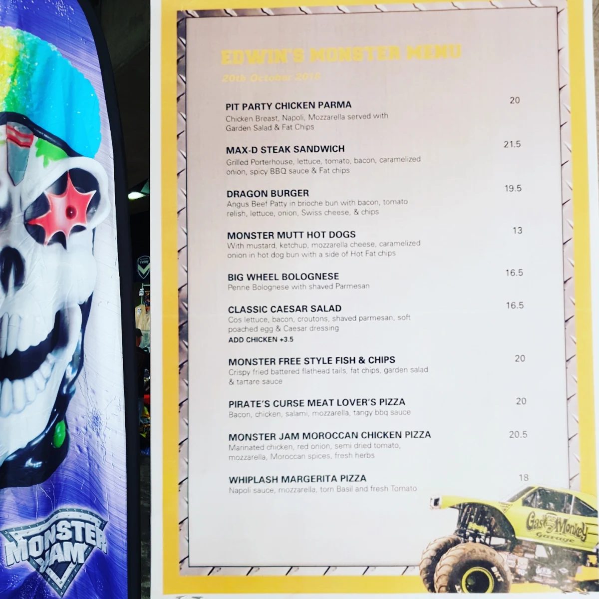 Menu, Edwin's Cafe
