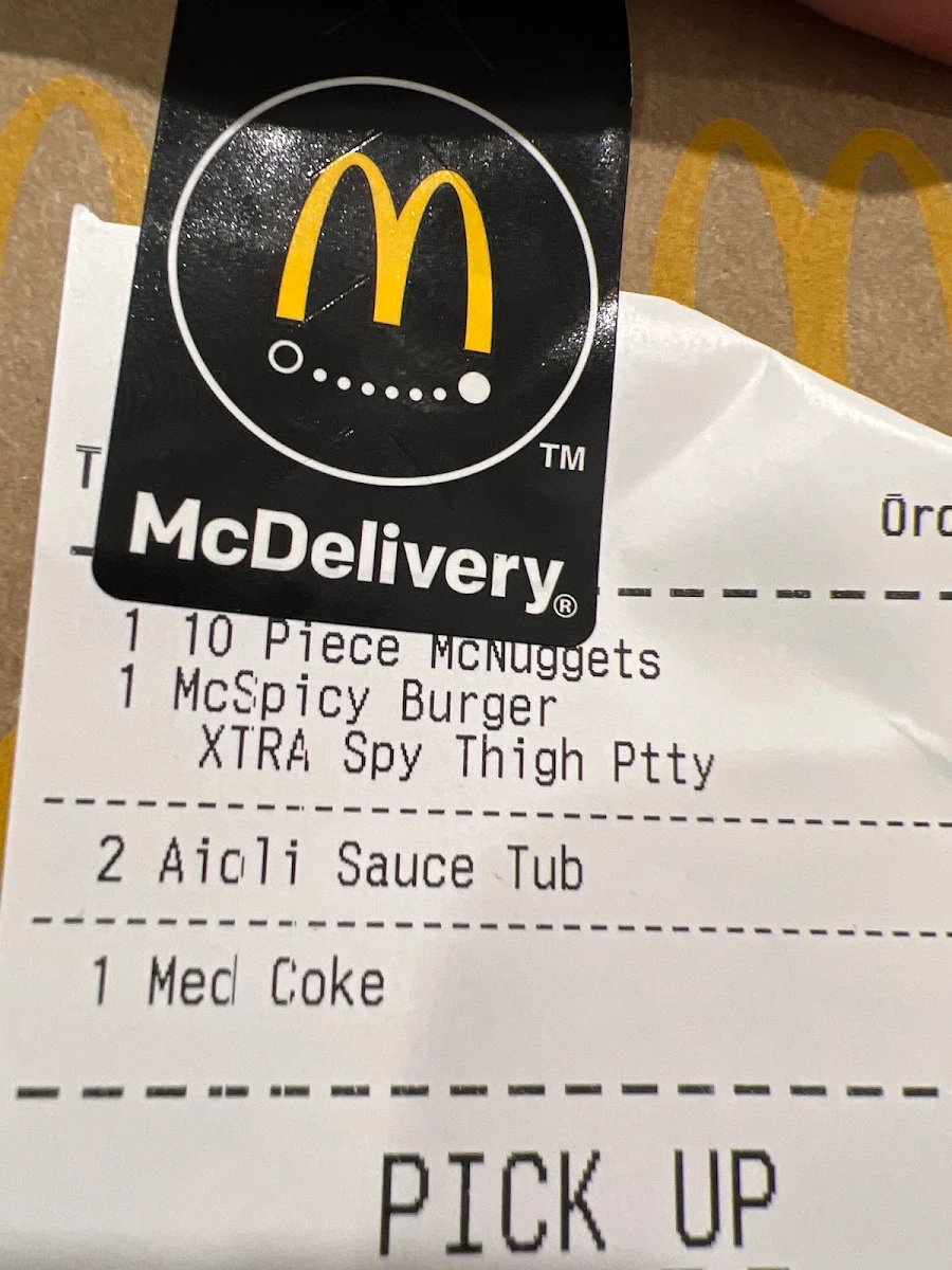 Menu, McDonald's St Peters