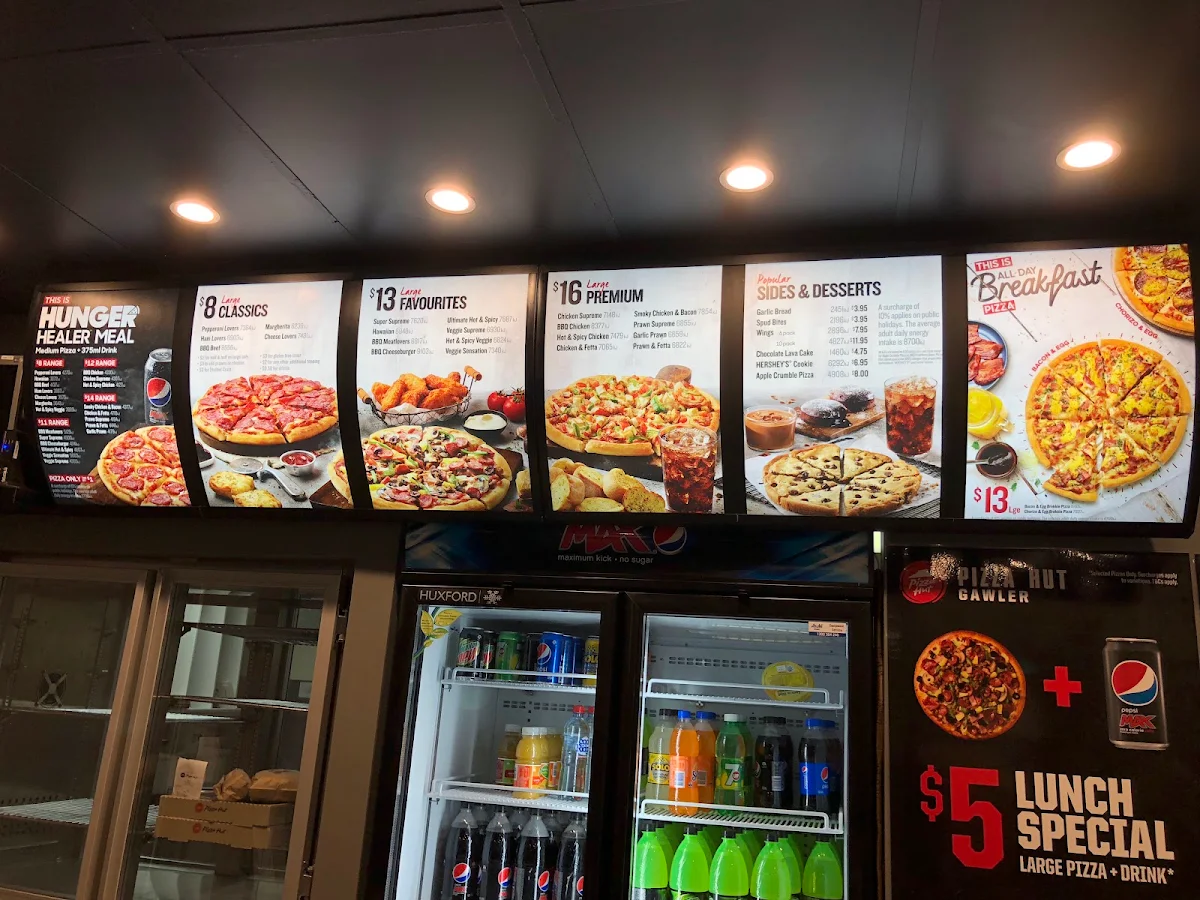 Menu, Pizza Hut Gawler