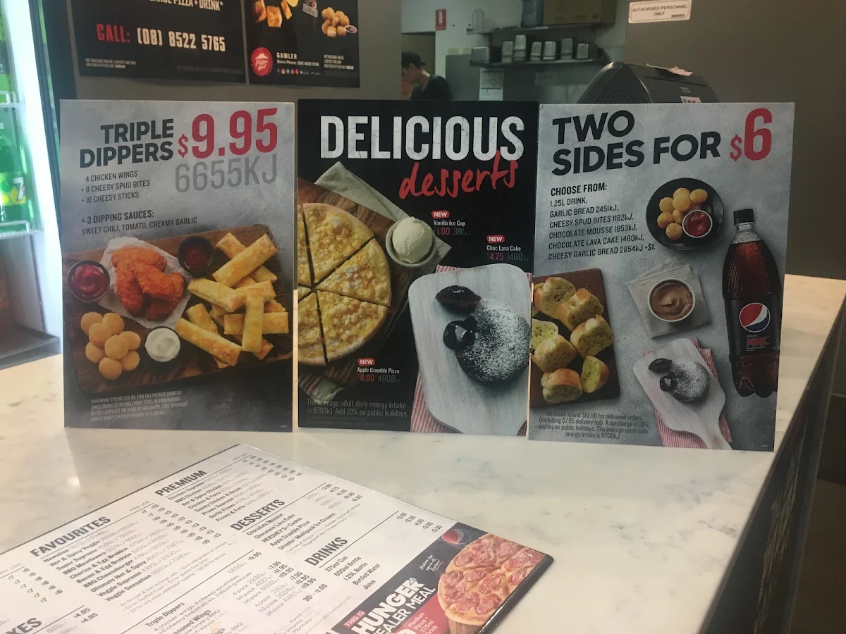 Menu, Pizza Hut Gawler