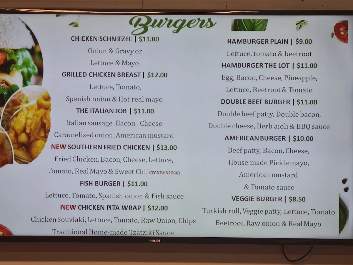 Menu, Hawker Take Away & Pizza