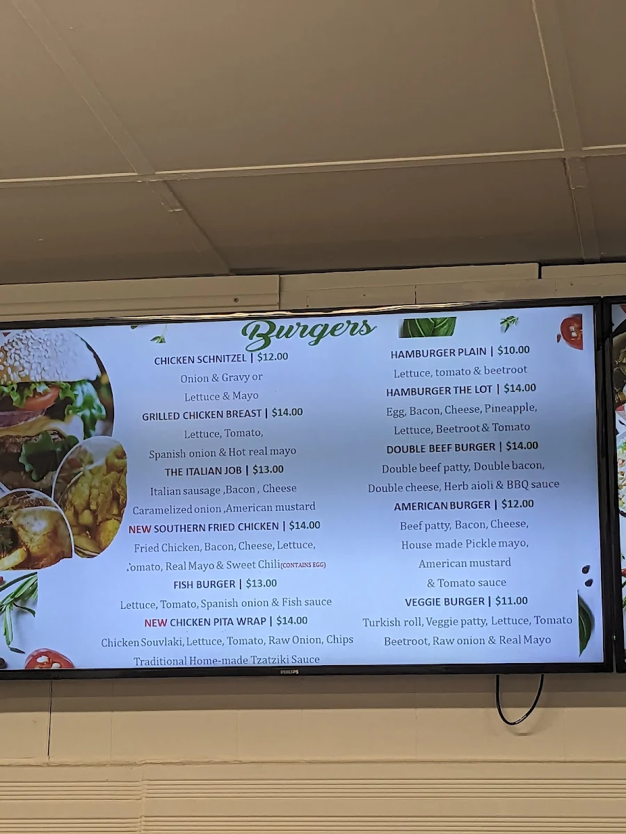 Menu, Hawker Take Away & Pizza