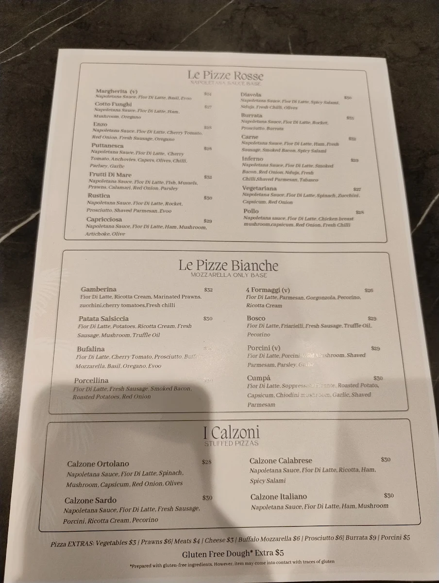 Menu, Posto Matto