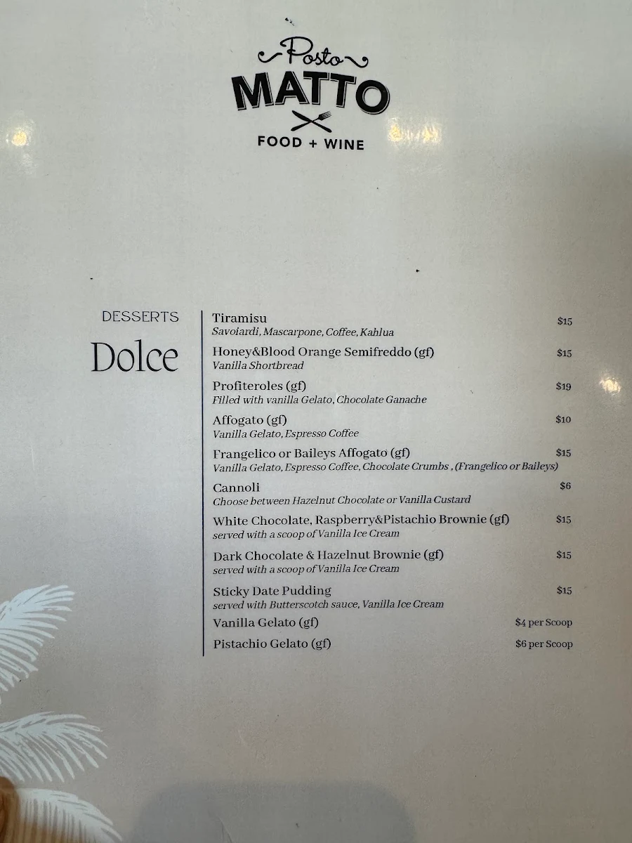 Menu, Posto Matto