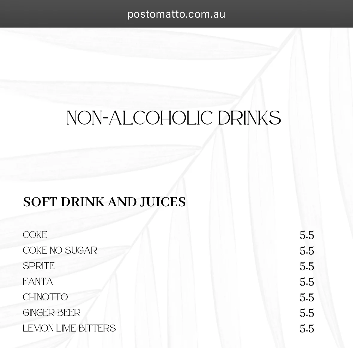 Menu, Posto Matto