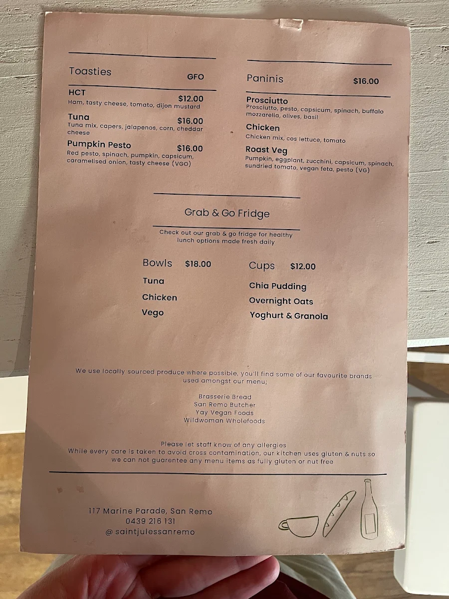 Menu, Saint Jules