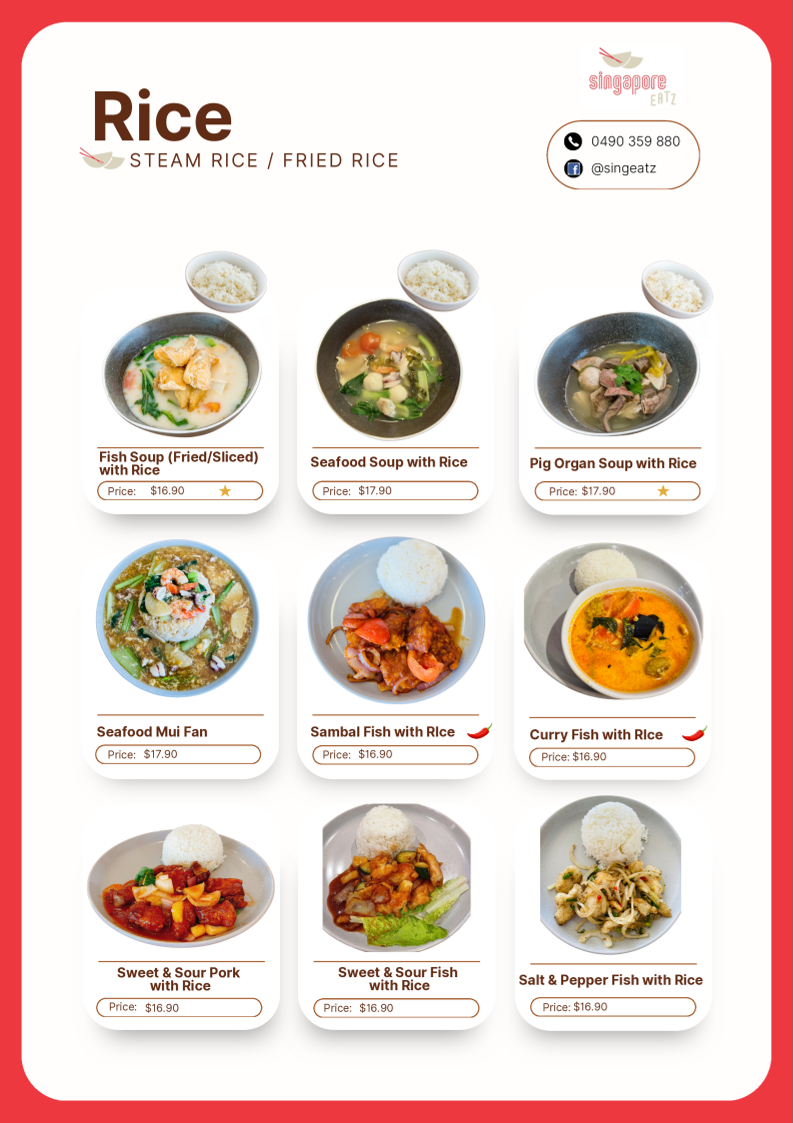 Menu, Singapore Eatz