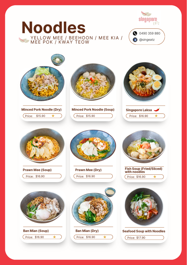Menu, Singapore Eatz