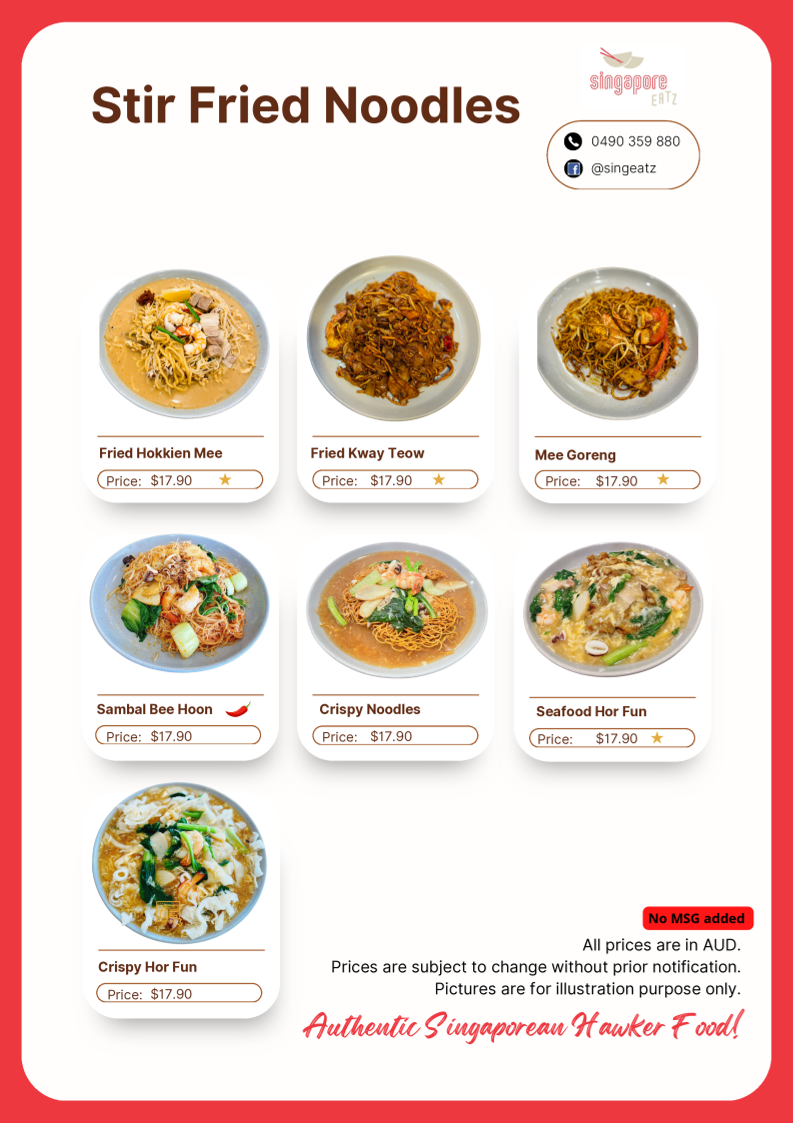 Menu, Singapore Eatz