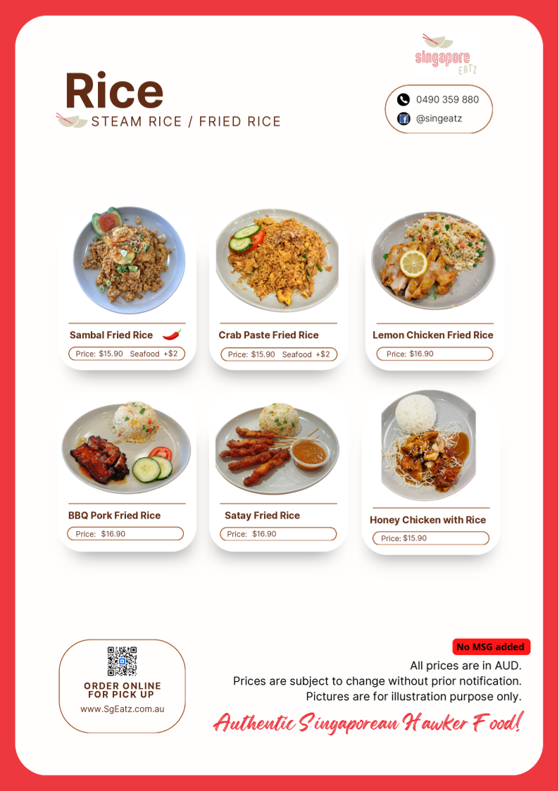 Menu, Singapore Eatz