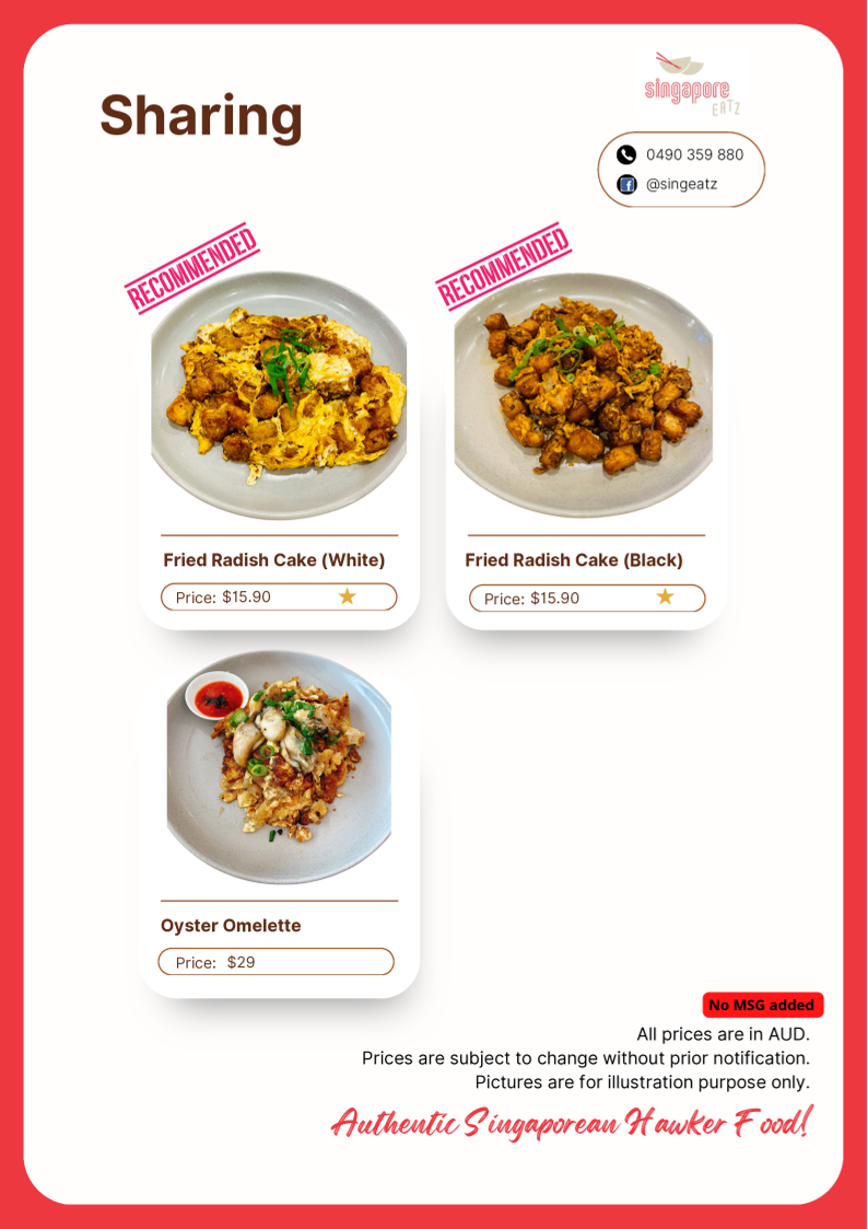 Menu, Singapore Eatz