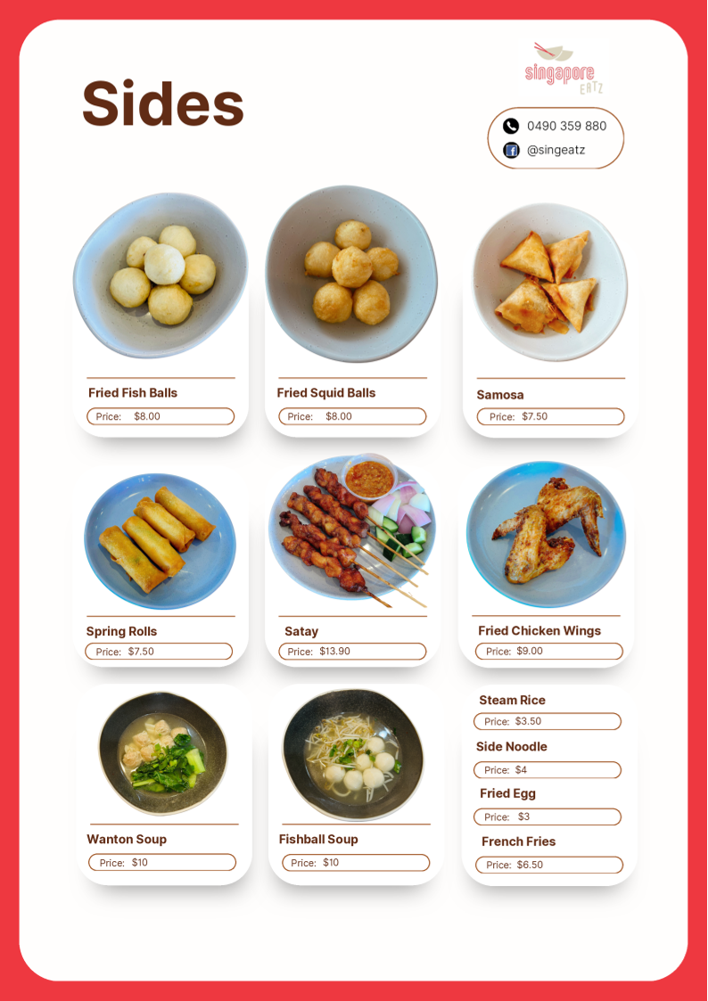 Menu, Singapore Eatz