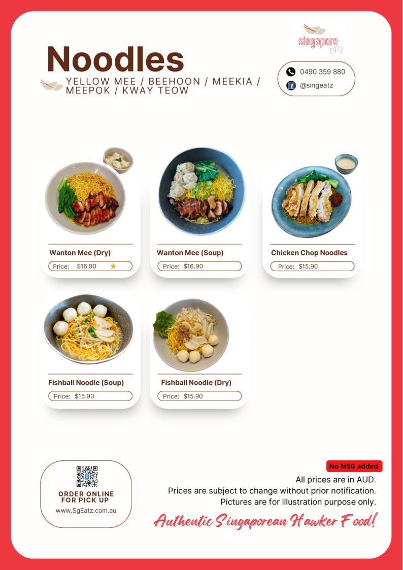Menu, Singapore Eatz