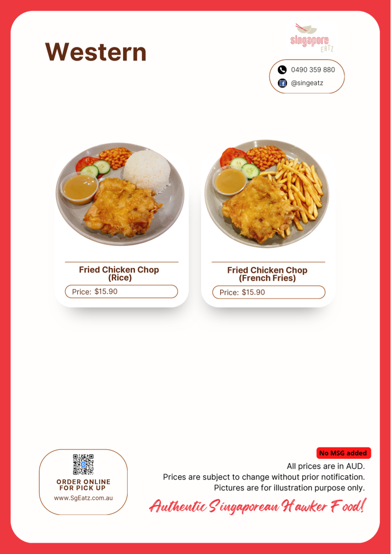 Menu, Singapore Eatz