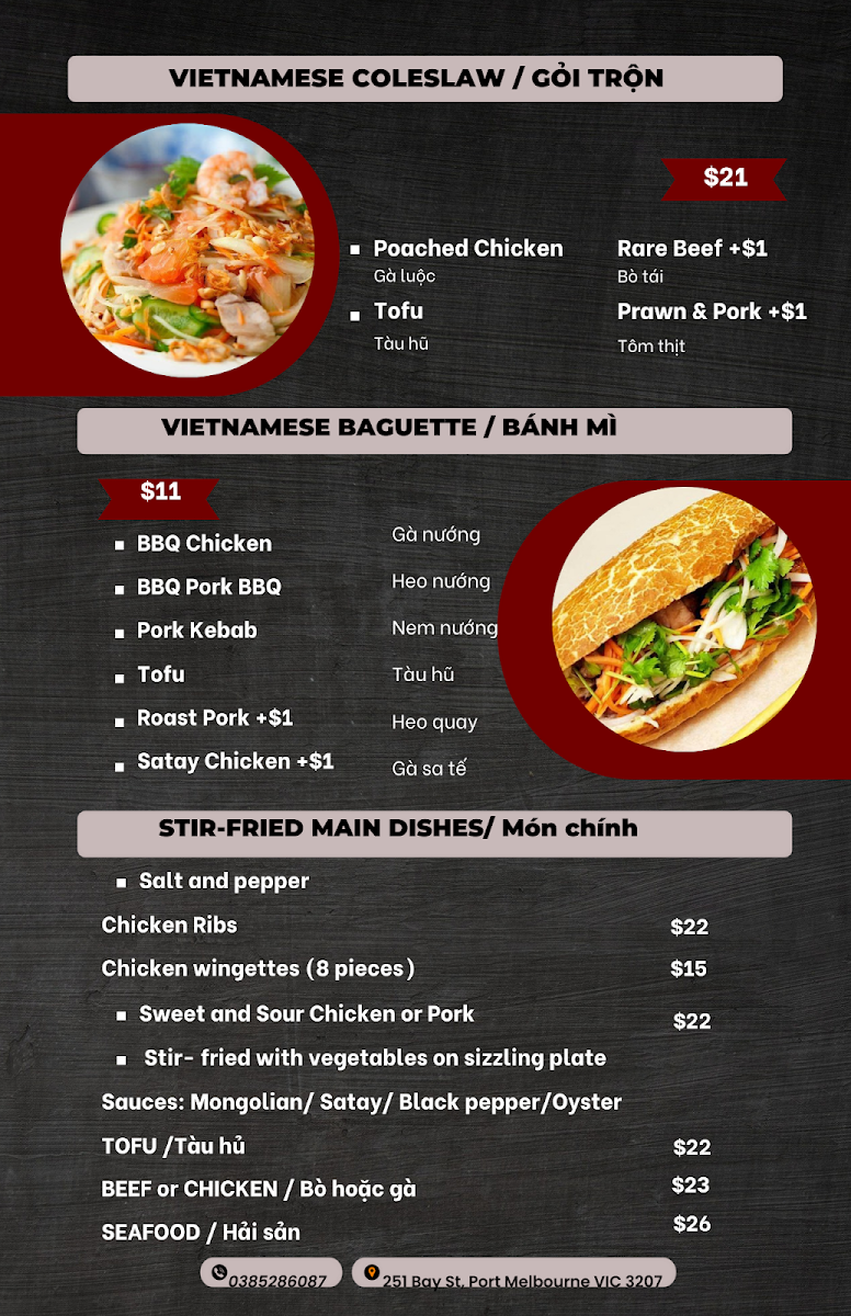 Menu, Pho St