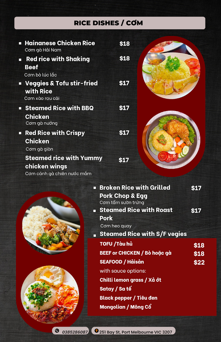 Menu, Pho St