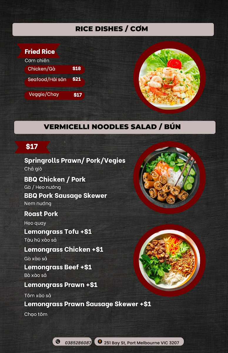 Menu, Pho St