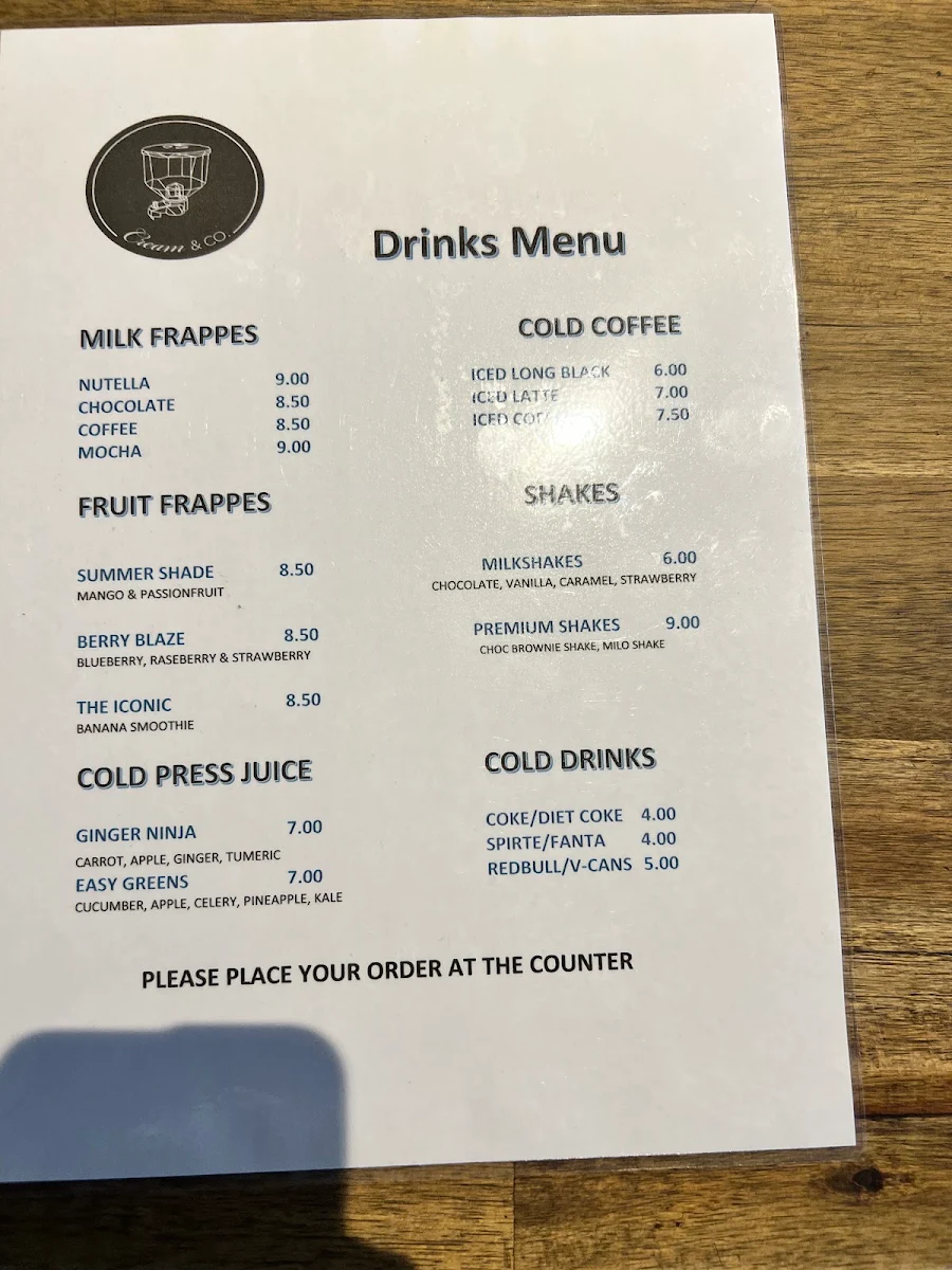 Menu, Cream & Co